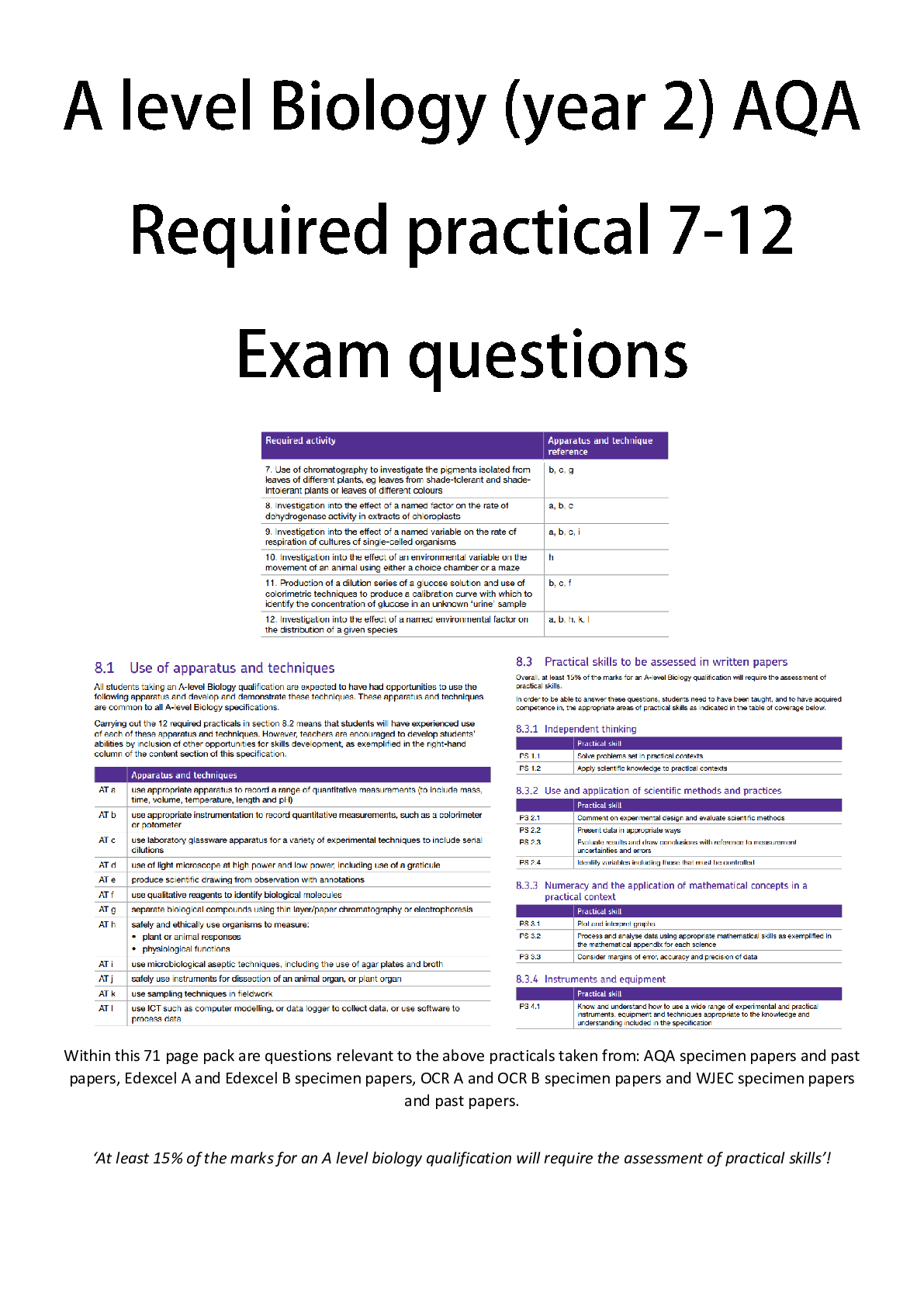 Preview image for A-level-biology-year-2-AQA-practical-exam-questions.
