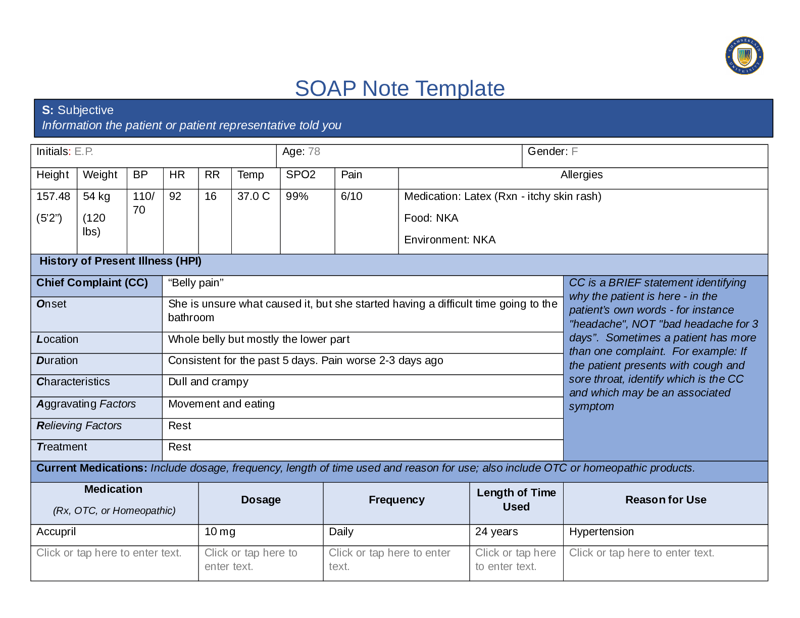 Preview image for NR 509 Abdominal Pain SOAP NOTE.docx
