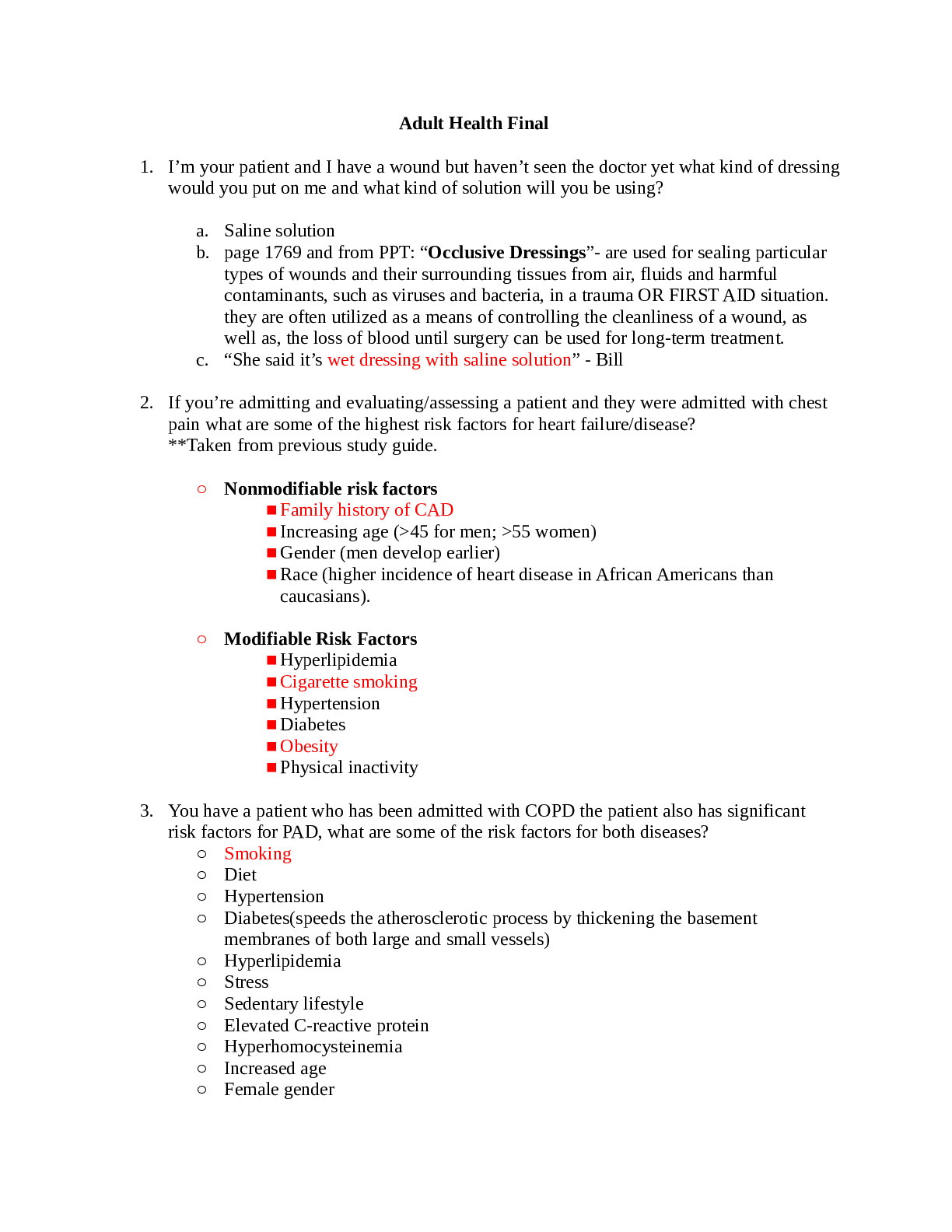 Preview of Adult Health 1 Final.docx 2021 exam and answer