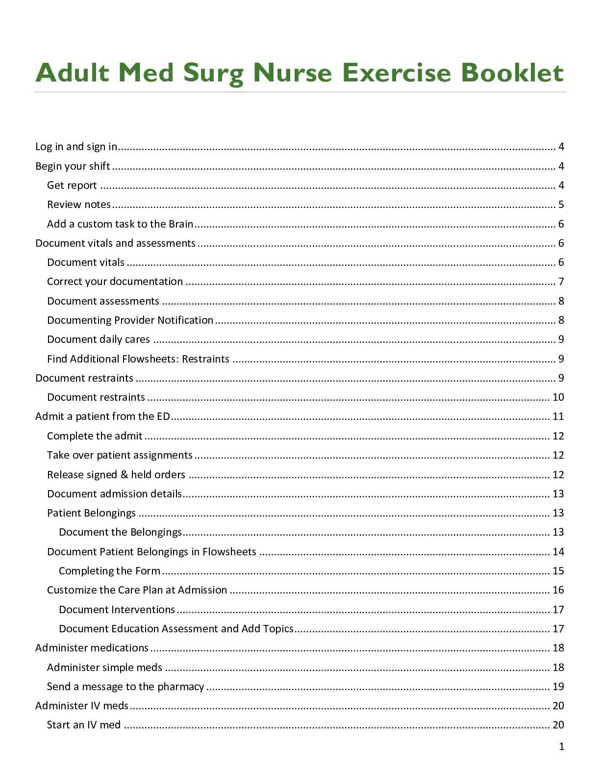 Preview image for Adult Med Surg Nurse exercise booklet