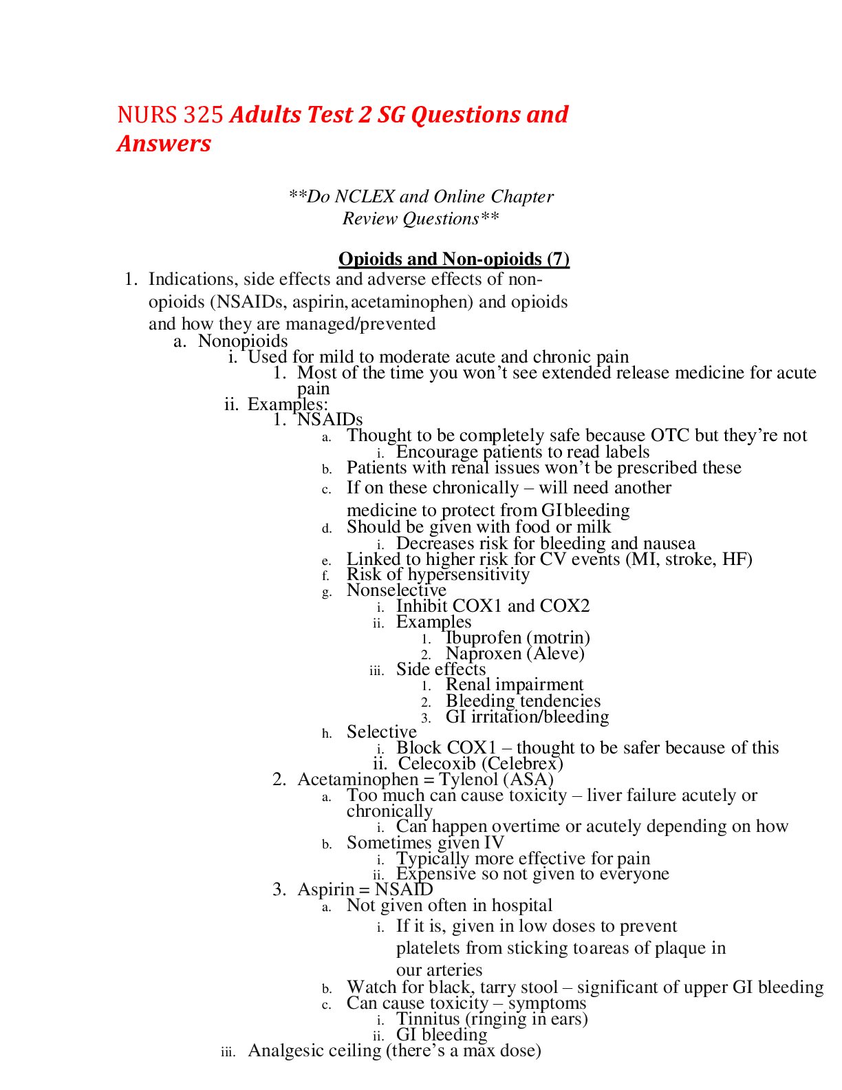 Preview image for NURS 325 Adults Test 2 SG Questions and Answers,100%  CORRECT