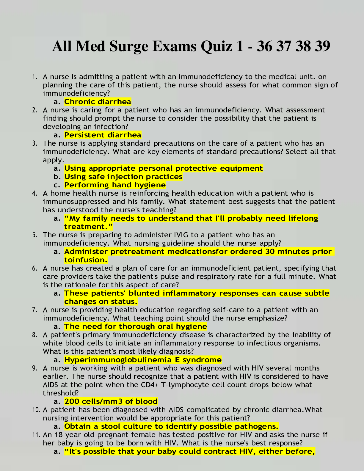 Preview image for Med Surge Exams and All Questions With Answers