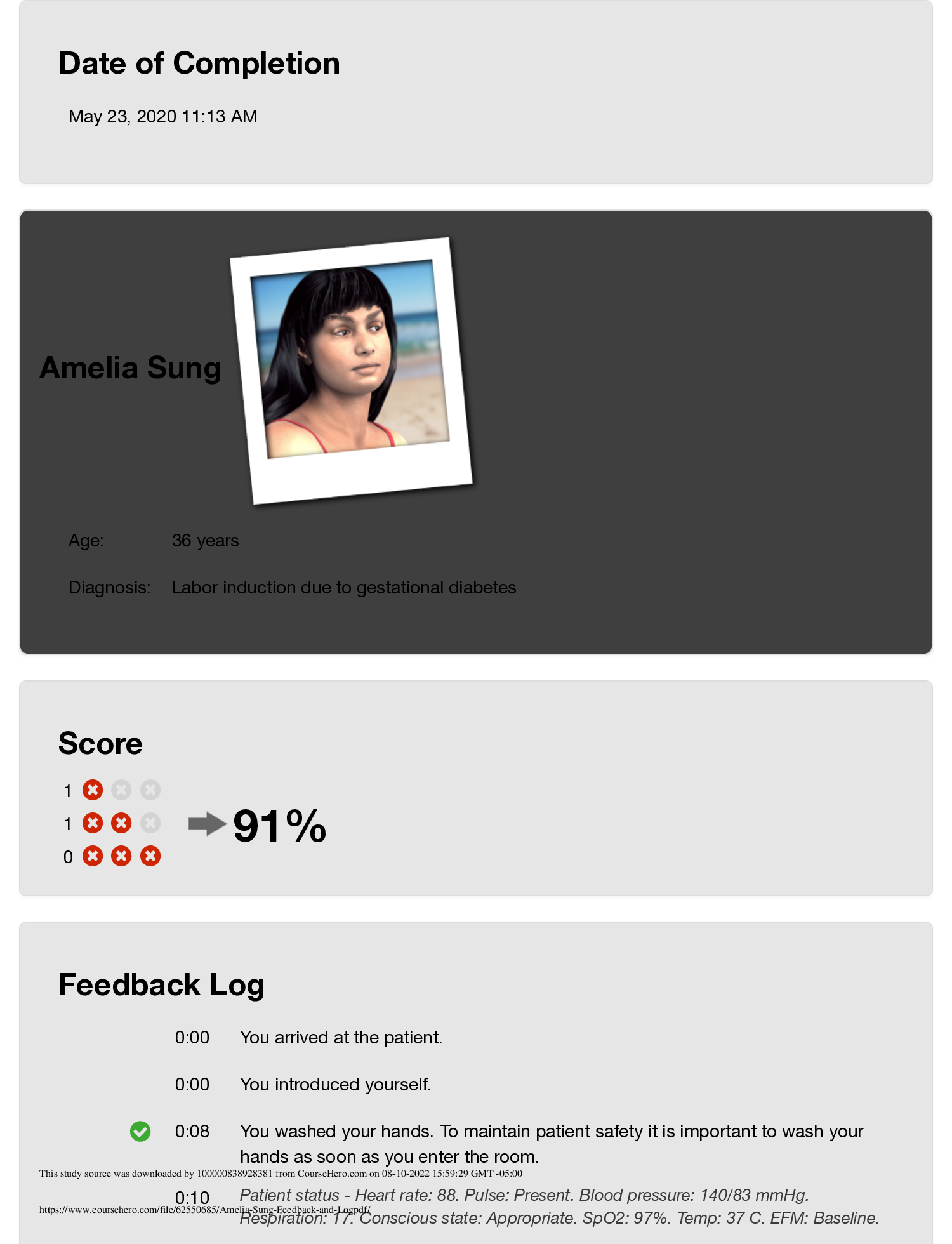 Preview image for Amelia Sung VSIM Feedback and Log