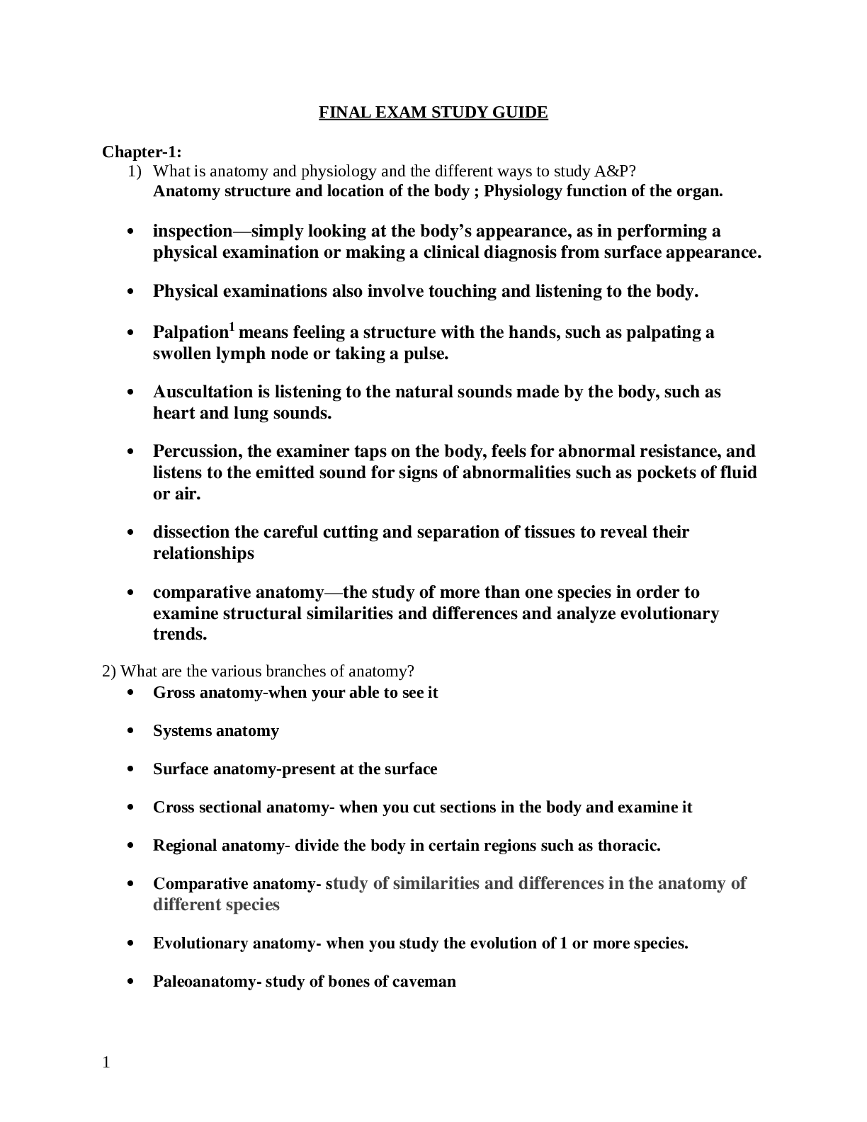 Preview image for Human Anatomy and Physiology -  Final exam study guide