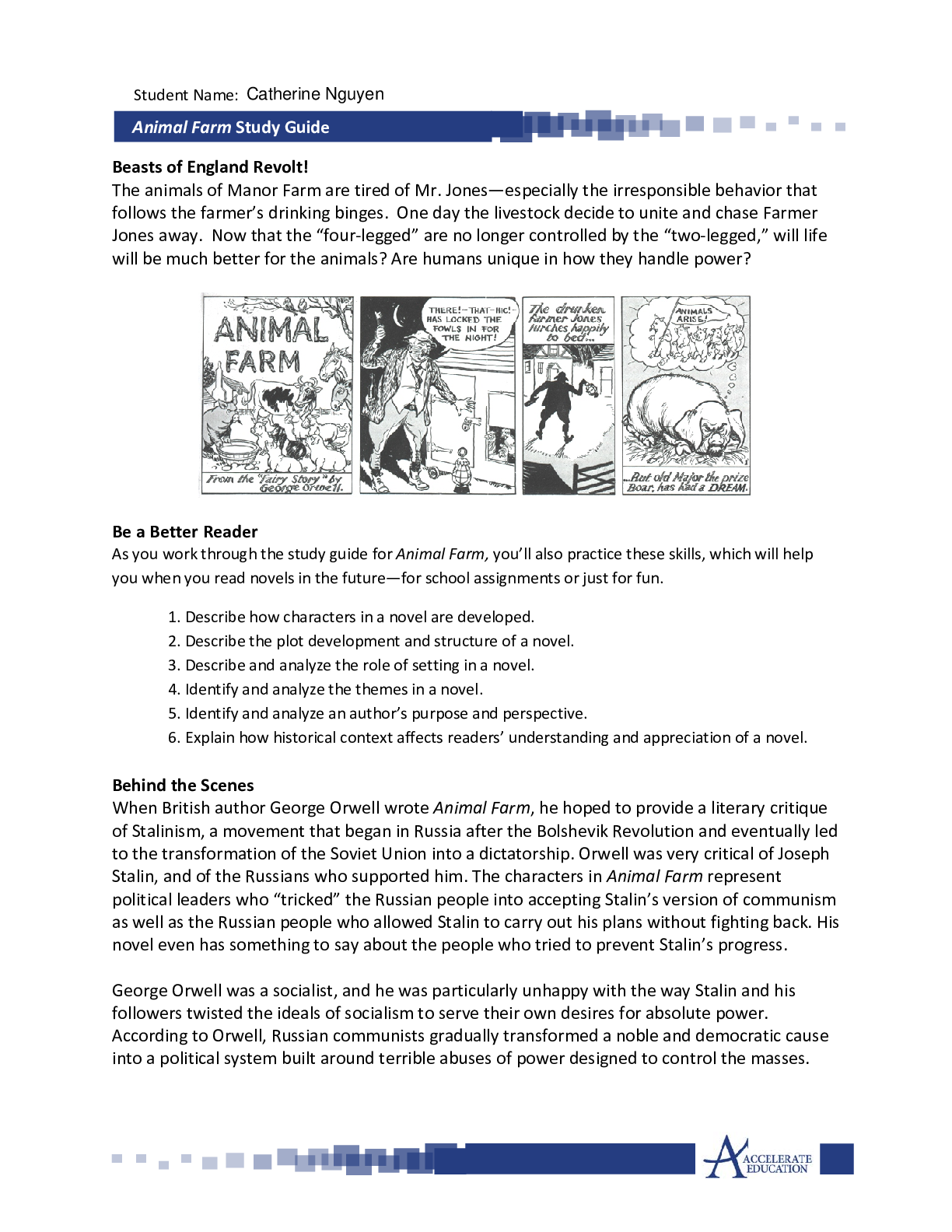 Preview image for ENGLISH 101 Animal_Farm_SG Animal Farm Study Guide. + Q&A