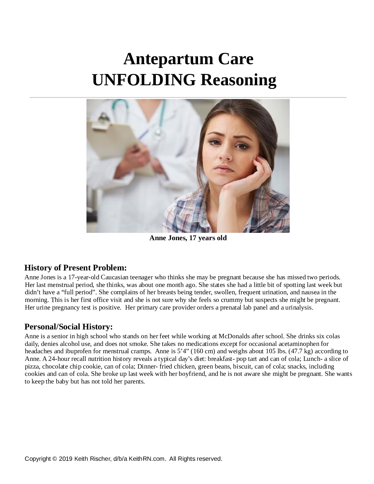 Preview image for Antepartum Care UNFOLDING Reasoning ; Anne Jones is a 17-year-old (complete case study)