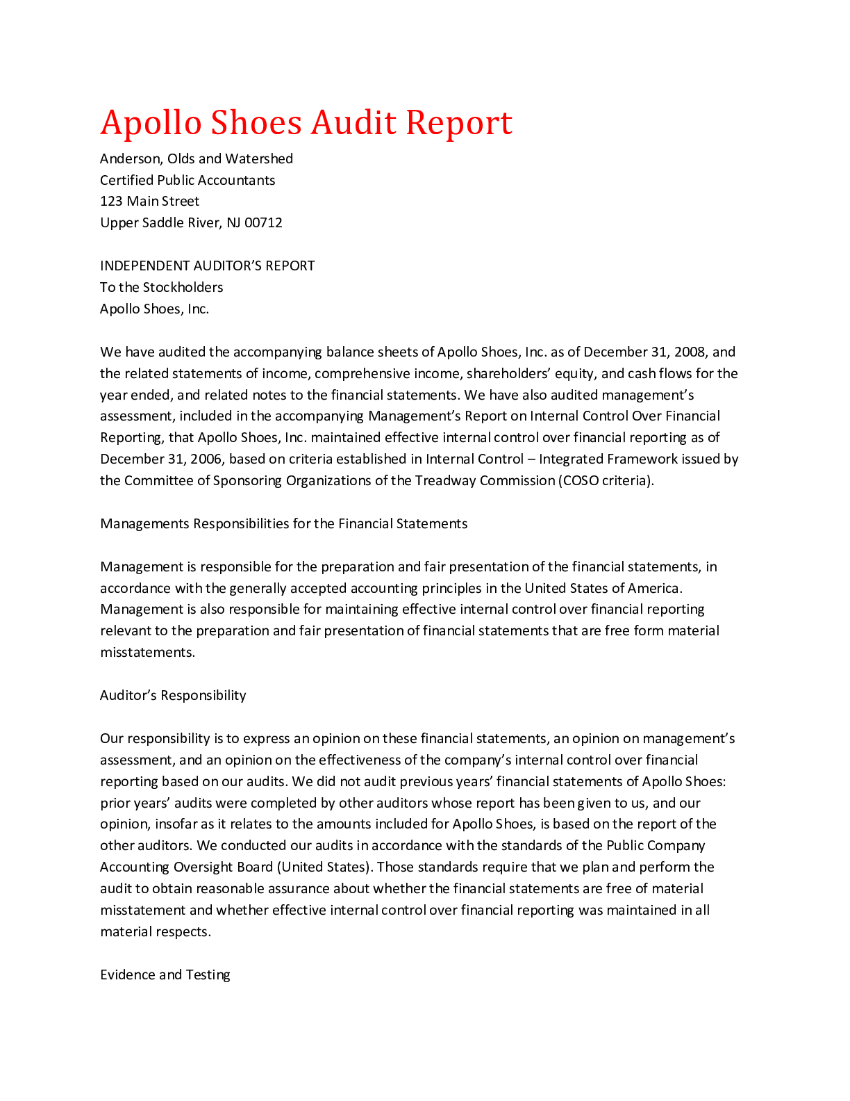 Preview image for Apollo Shoes Audit Report