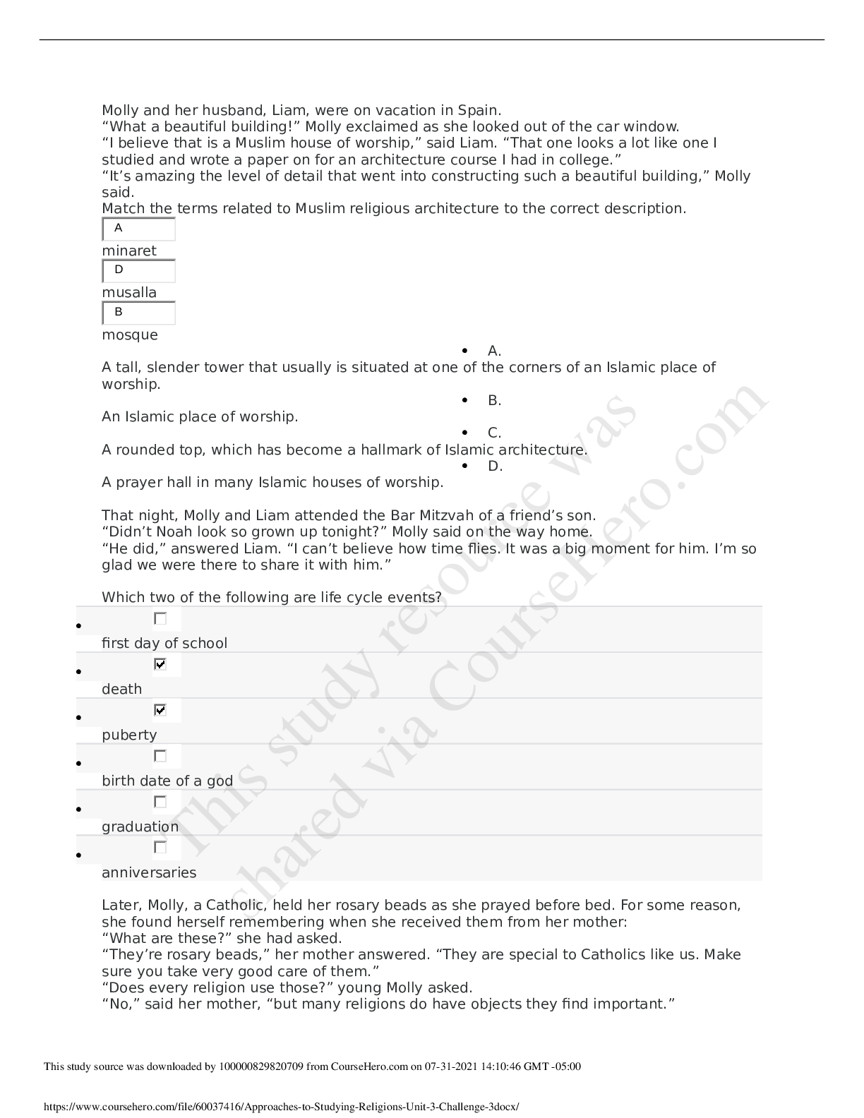 Preview image for Strayer University - RELIGION REL 212: Approaches to Studying Religions Unit 3 Challenge 3.