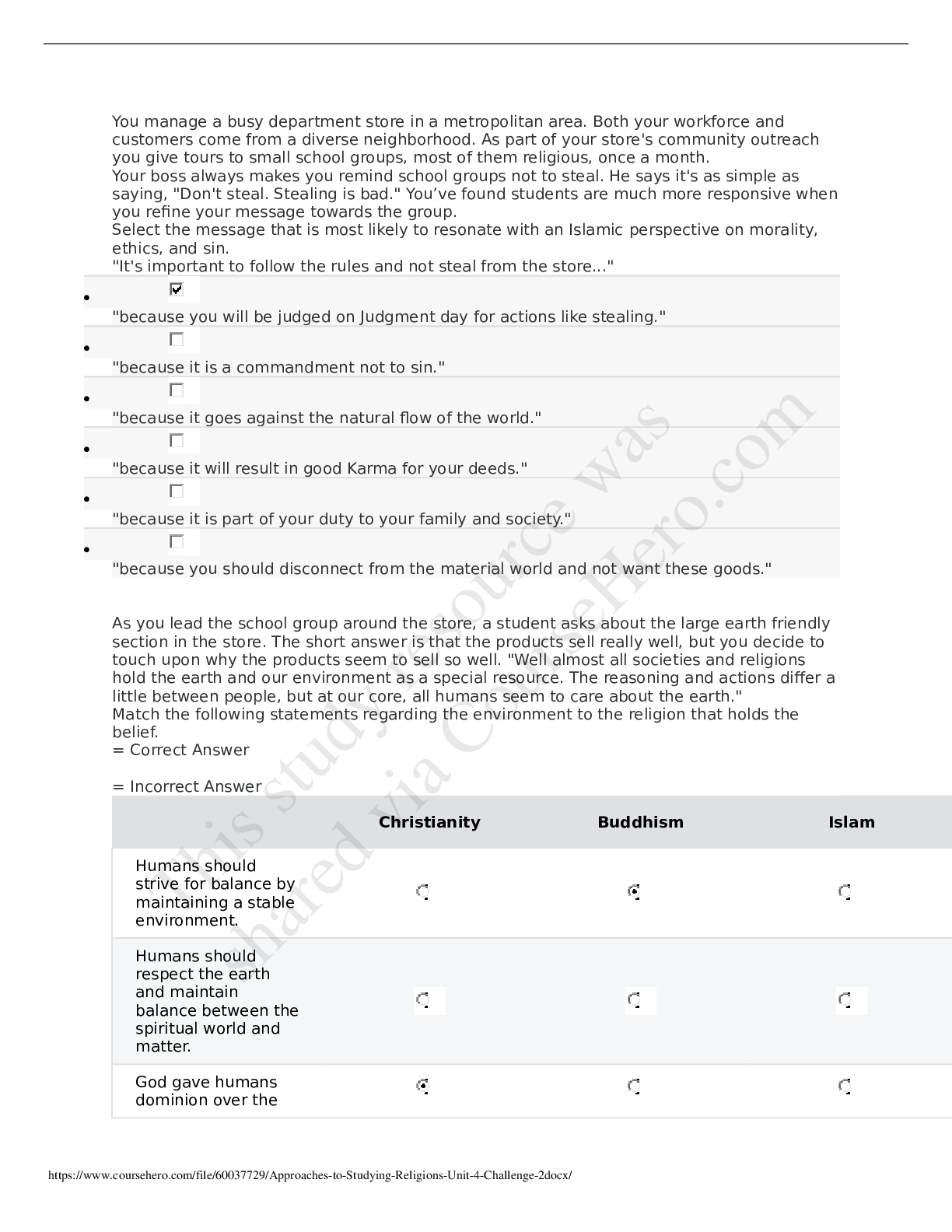Preview image for SOPHIA MILESTONE: Approaches to Studying Religions Unit 4 Challenge 2.