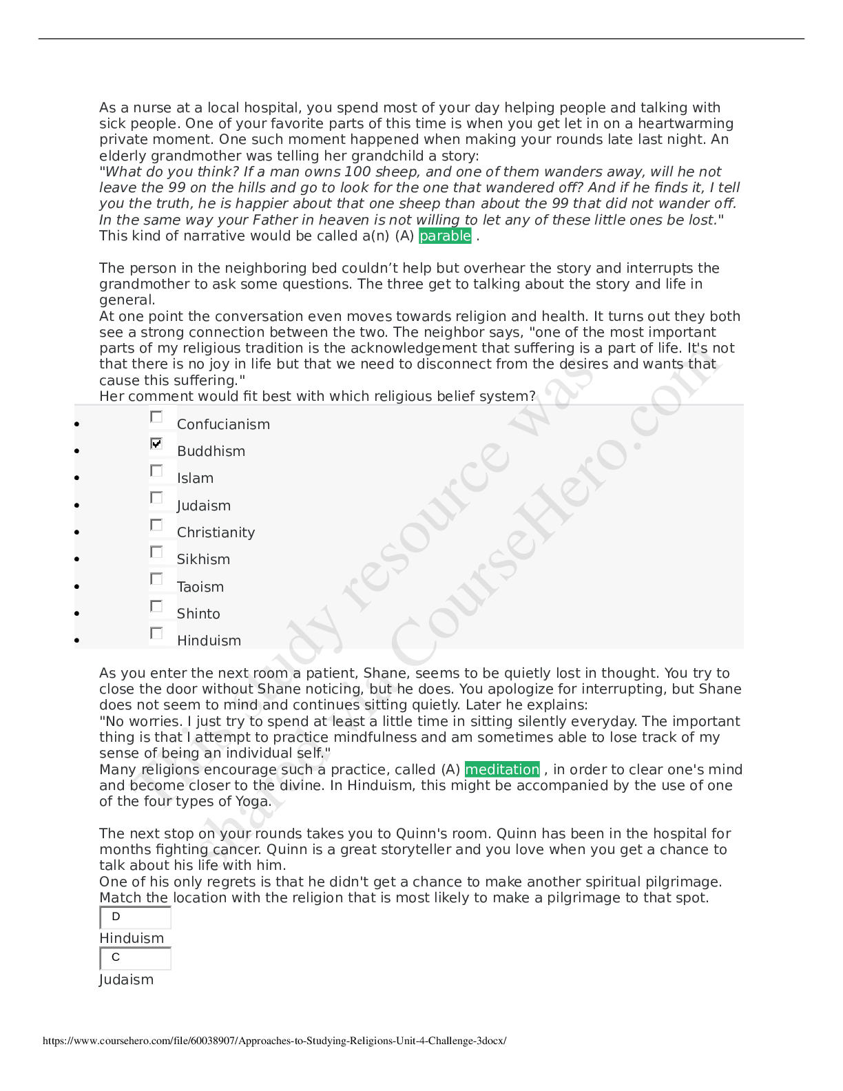 Preview image for SOPHIA MILESTONE: Approaches to Studying Religions Unit 4 Challenge 3.