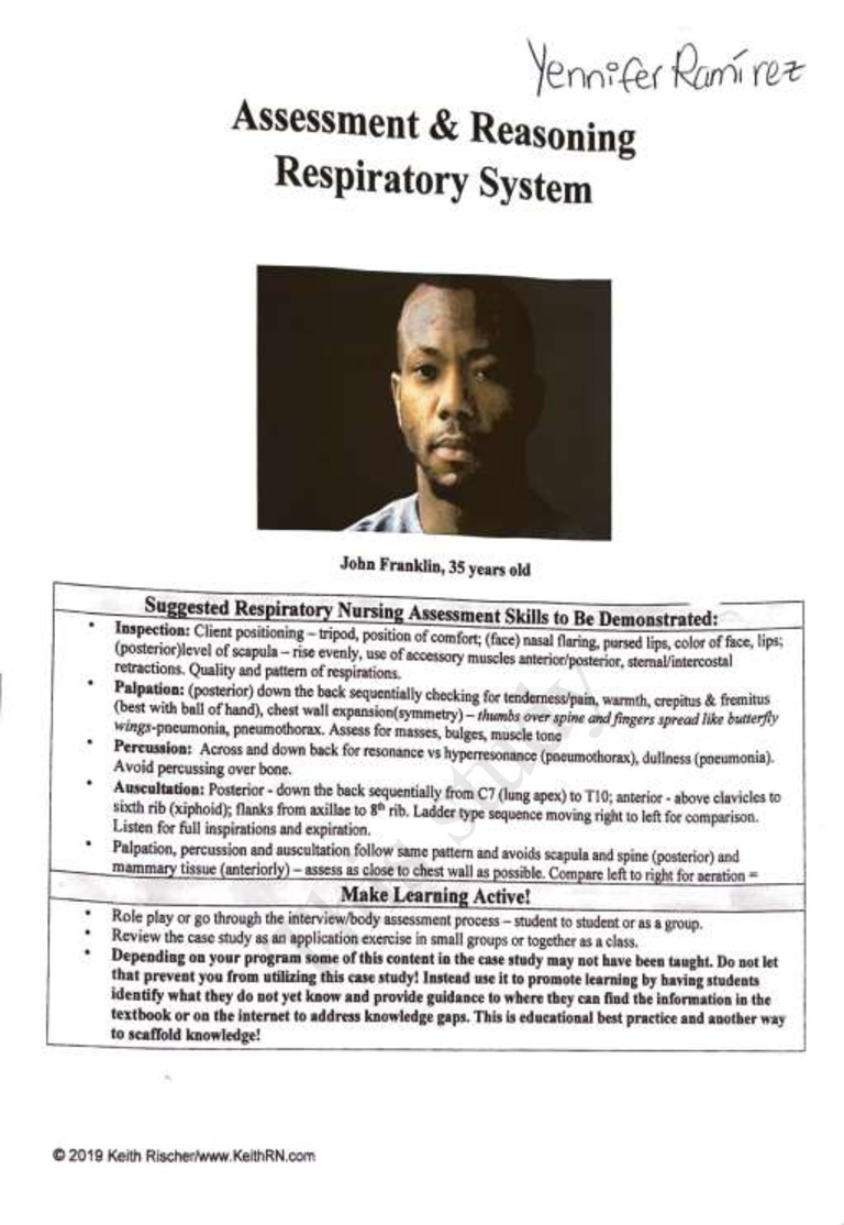 Preview image for Assessment Reasoning Respiratory System (ASSUERED A) <100% CORRECT> GRADED A+ | LATEST SOLUTIONS |