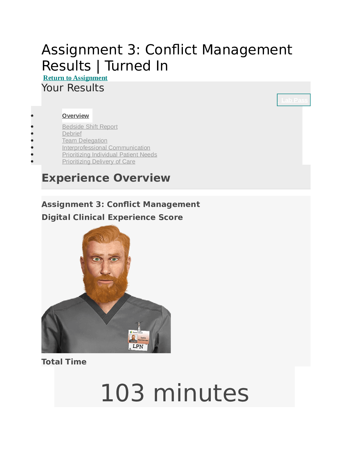 Preview image for Assignment 3 Conflict Management Results