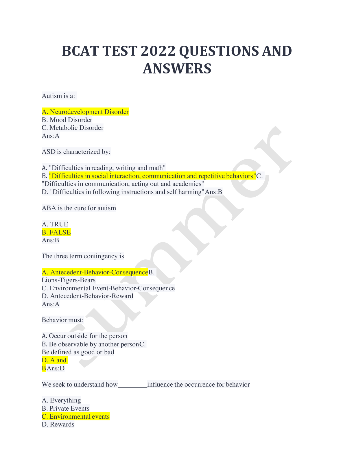 Preview image for BCAT TEST 2022 QUESTIONS AND ANSWERS