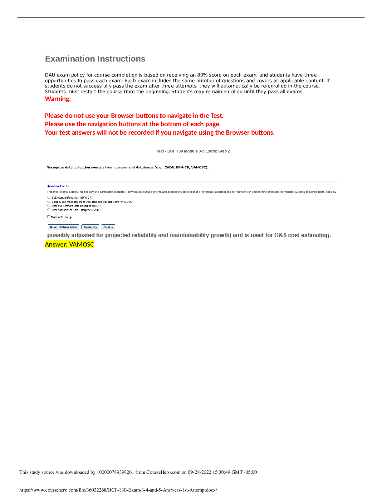 Preview image for University of Redlands BCF MISC BCF 130 Fundamental of Business Financial Management Exam 3_4 and 5 - Answers 1st Attempt