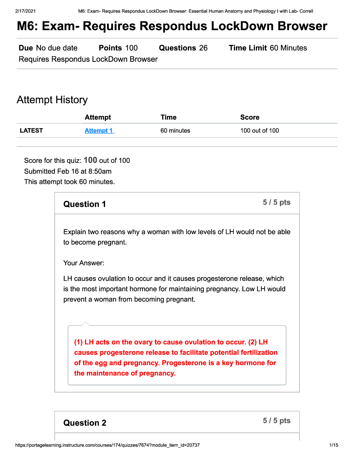 Preview of BIOD 151 M6 Exam__2022 Questions and Answers Already Graded A