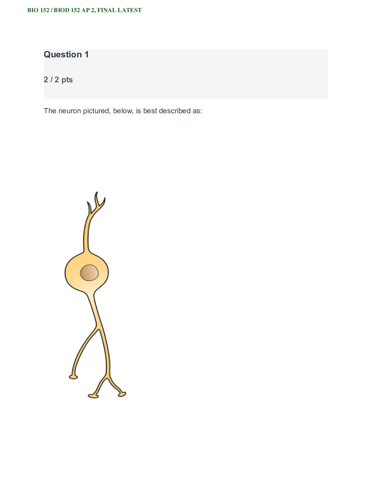Preview of BIO 152 / BIOD 152 AP 2, FINAL LATEST
