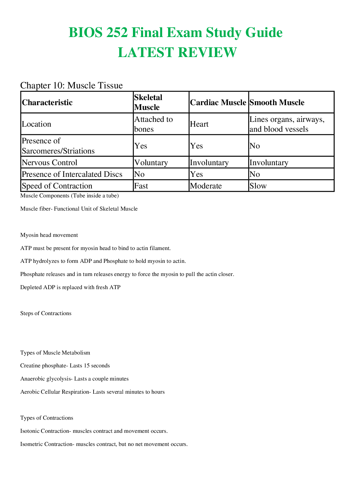 Preview image for BIOS 252 Final Exam Study Guide  LATEST REVIEW