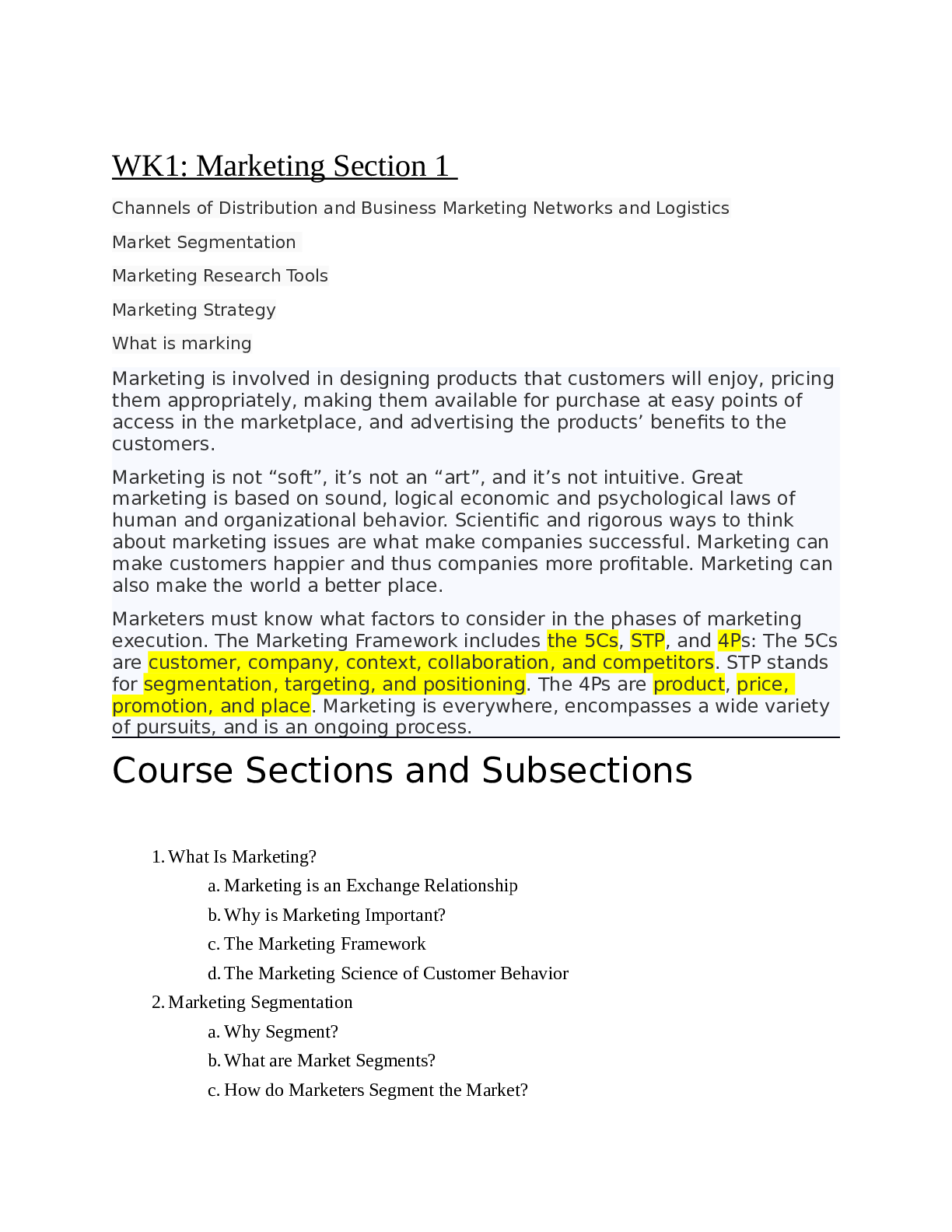 Preview of BMAL 590 ALC 1 Foundation Marketing Study guide 2021