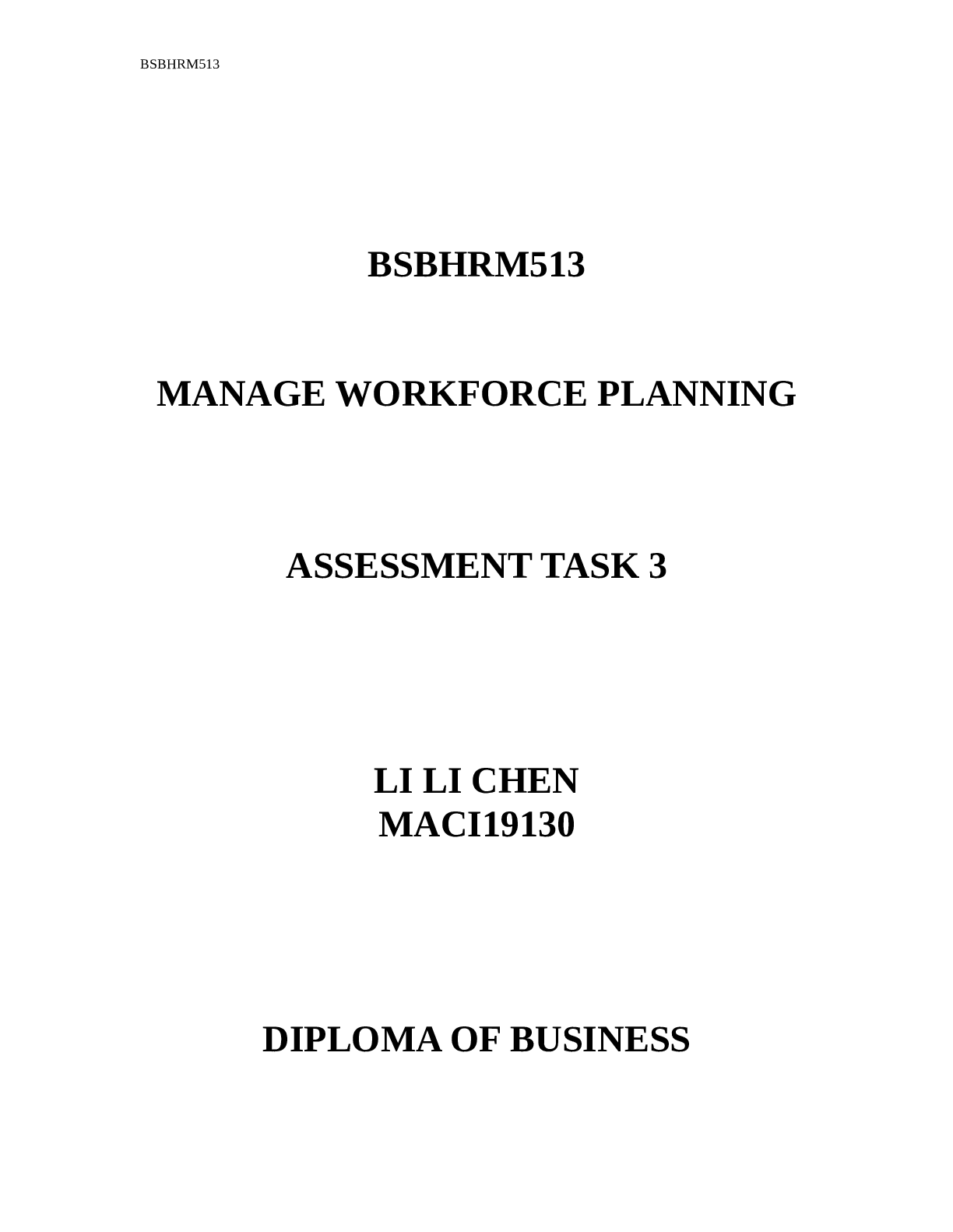 Preview image for BSBHRM513 Task 3.doc summary 2021
