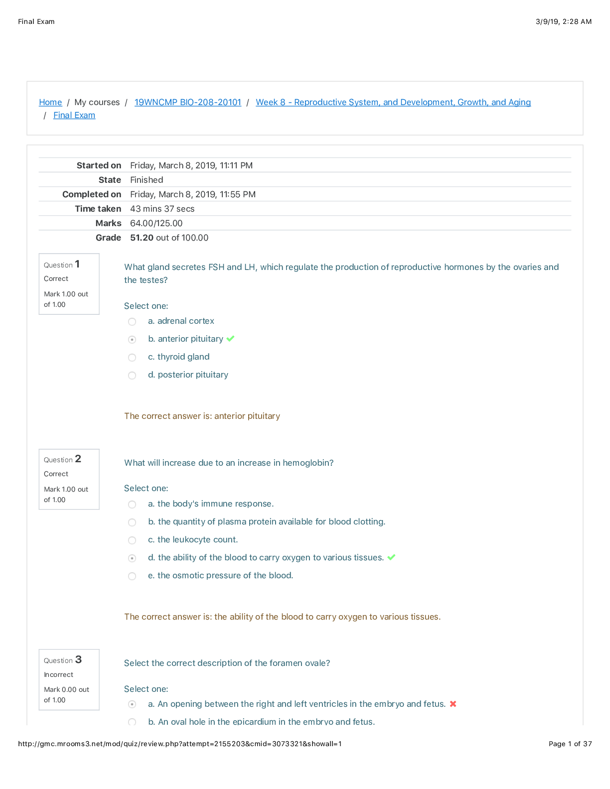 Preview image for Bio 208/ Week 8 - Reproductive System, and Development, Growth, and Aging Final Exam