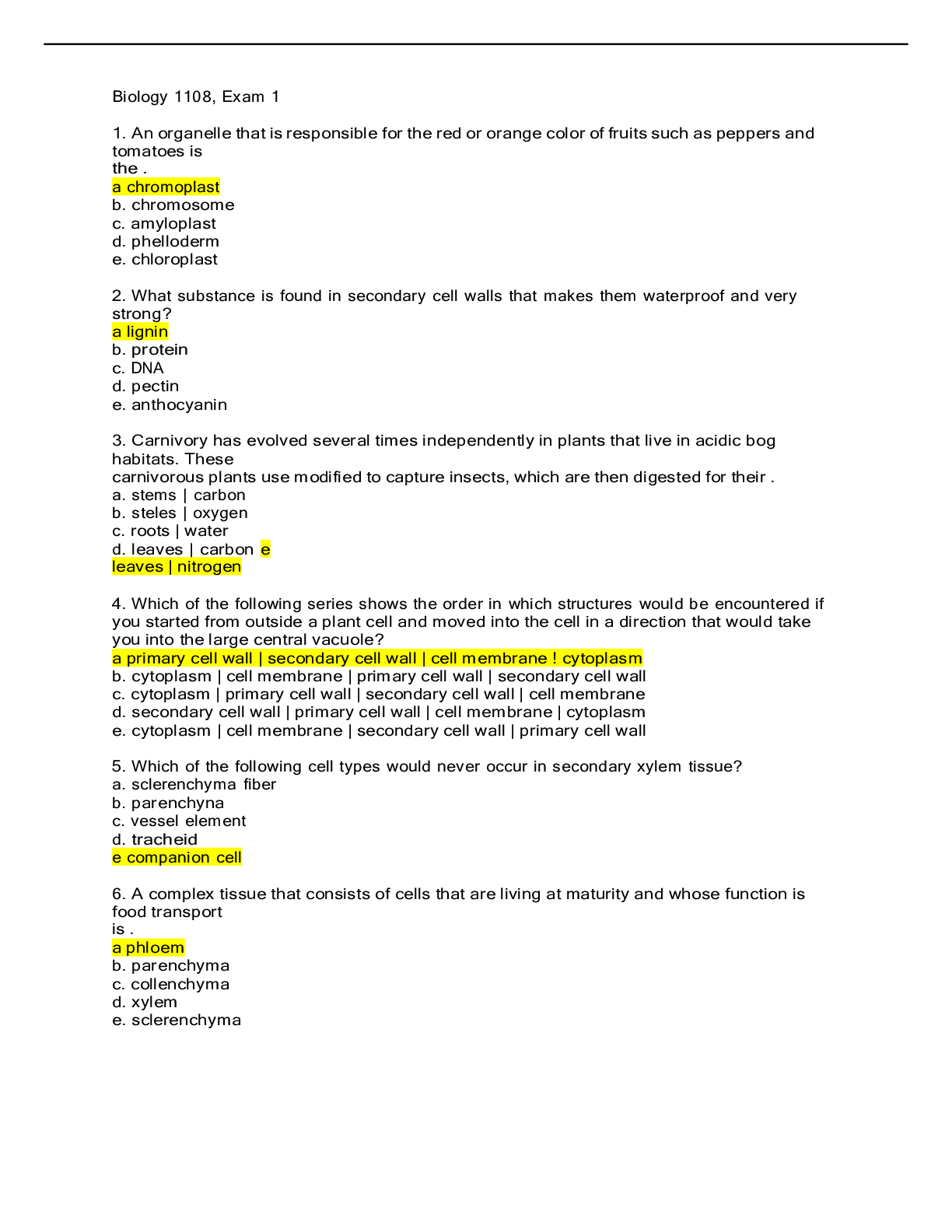 Preview image for Biology 1108, Exam 1. Spring 2022.