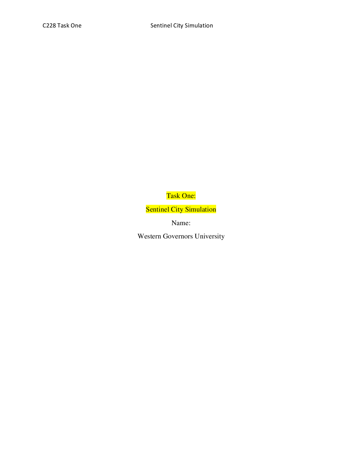 Preview image for C228 Sentinel City Simulation Task 1(Solution) Latest Complete guid