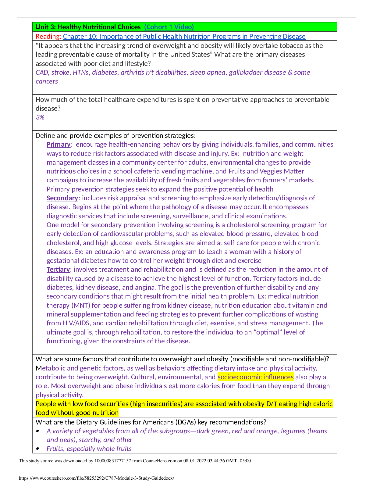 Preview of C787 Module 3 Study Guide.