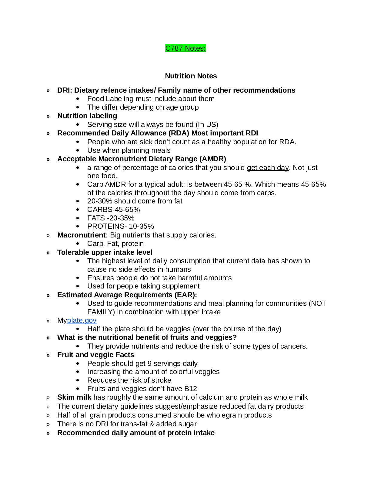Preview image for NURSING BS C787 nutrition study guide QUESTIONS AND VERIFIED ANSWERS