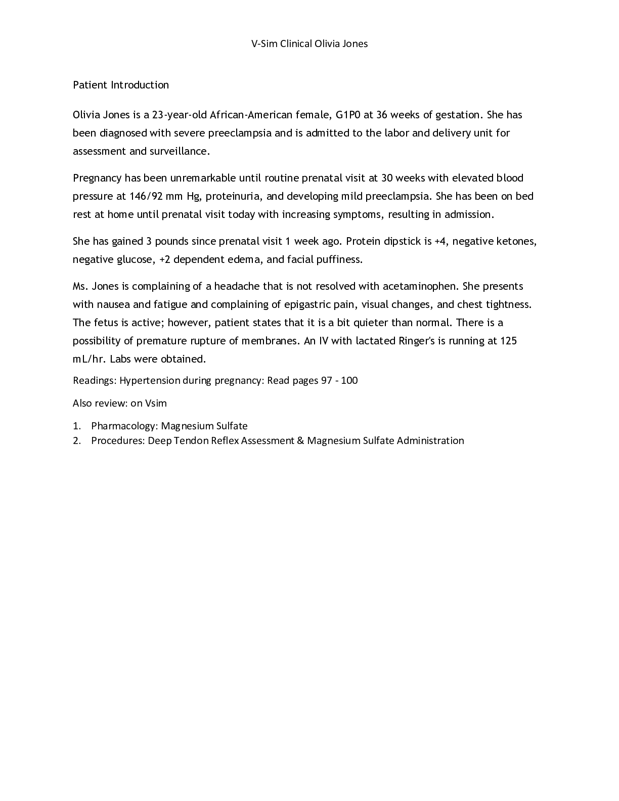 Preview image for Capstone Simulation Olivia Jones-Maternity  MEDICAL-SU FANPN 112