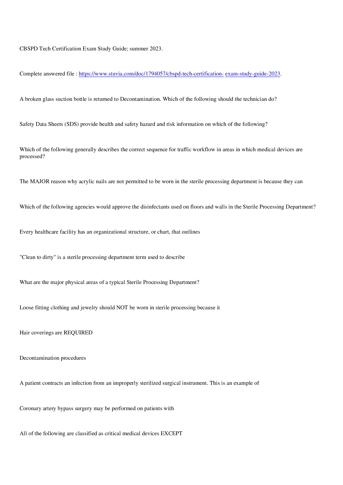 Preview of CBSPD Tech Certification Exam Study Guide; 2023.