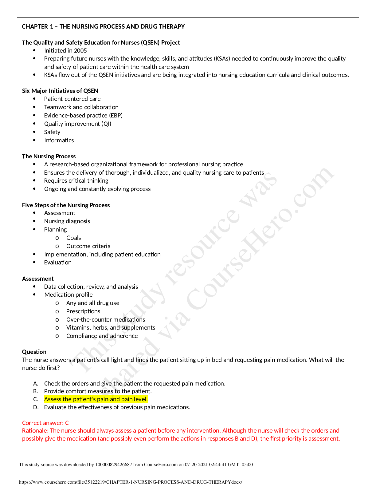 Preview of Pharmacology ATI Proctored Exam Detailed Answer Key _Cloned_Assessment 1. 2020. Contains 1
