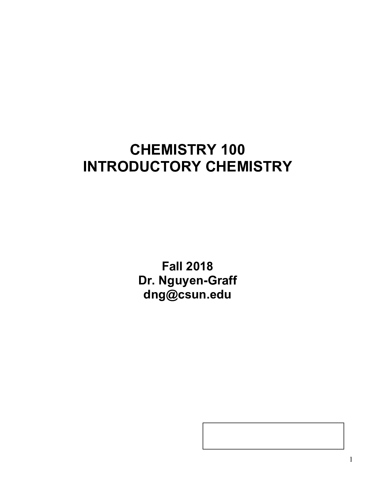 Preview image for California State University, NorthridgeCHEMISTRY 100CHEMISTRY 100 lecture book F18