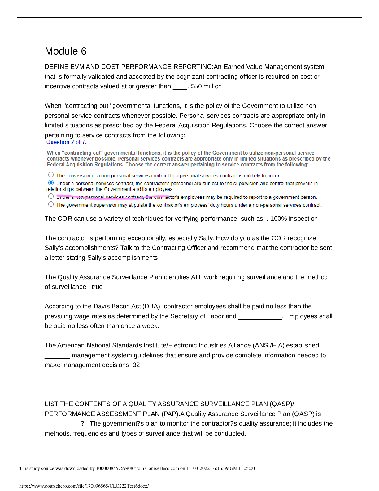 Preview image for CLC 222  (COR) Training  Module 6 Q&A  | Defense Acquisition University