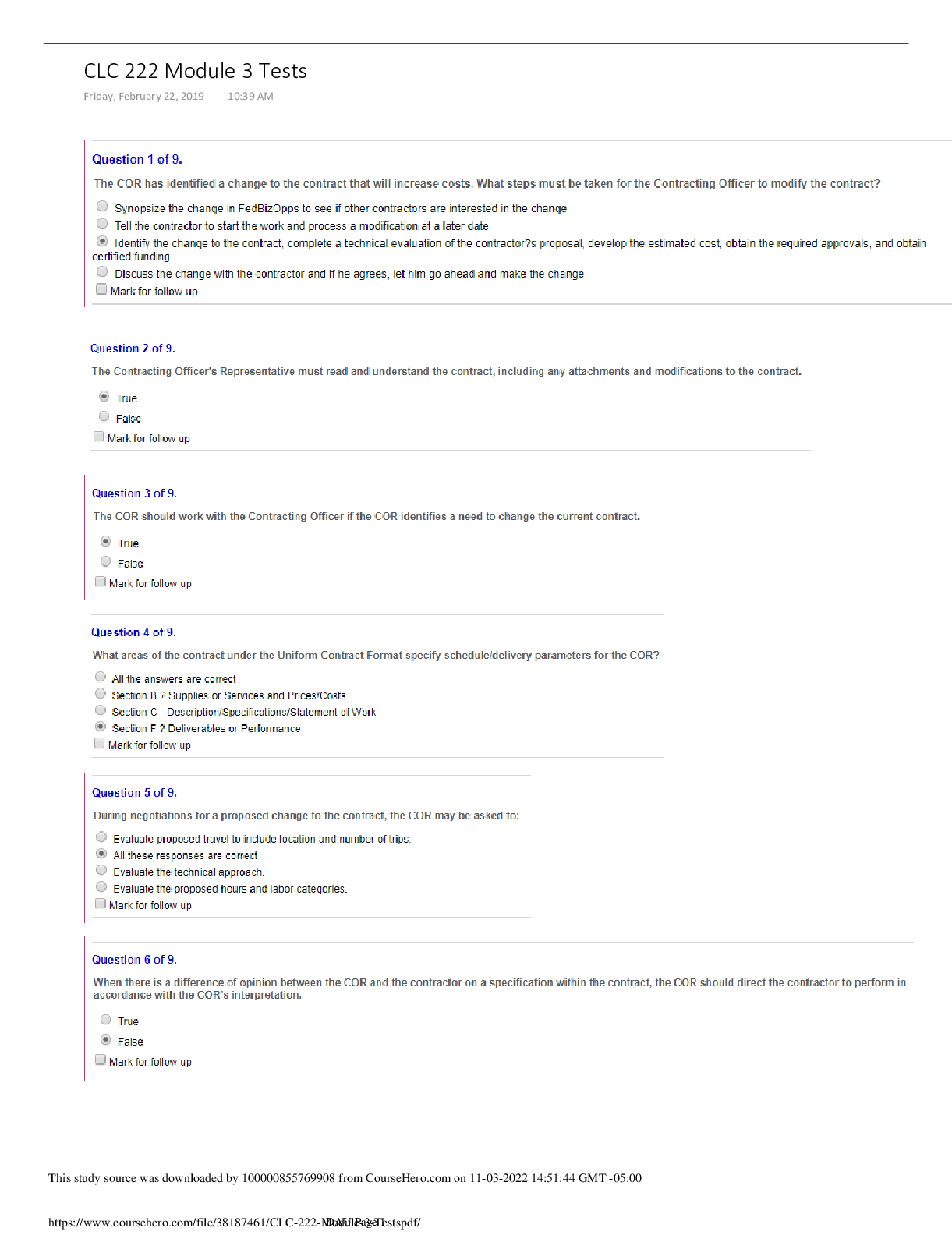 Preview image for CLC 222 Module 3 Tests Q&A | Defense Acquisition University
