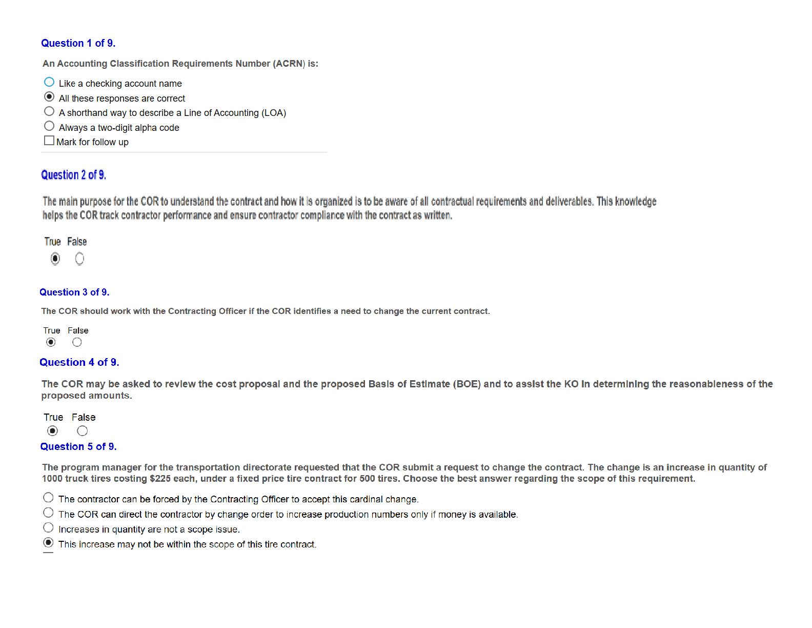 Preview image for CLC 222 (COR) Training  MODULE 3. Exam | Defense Acquisition University