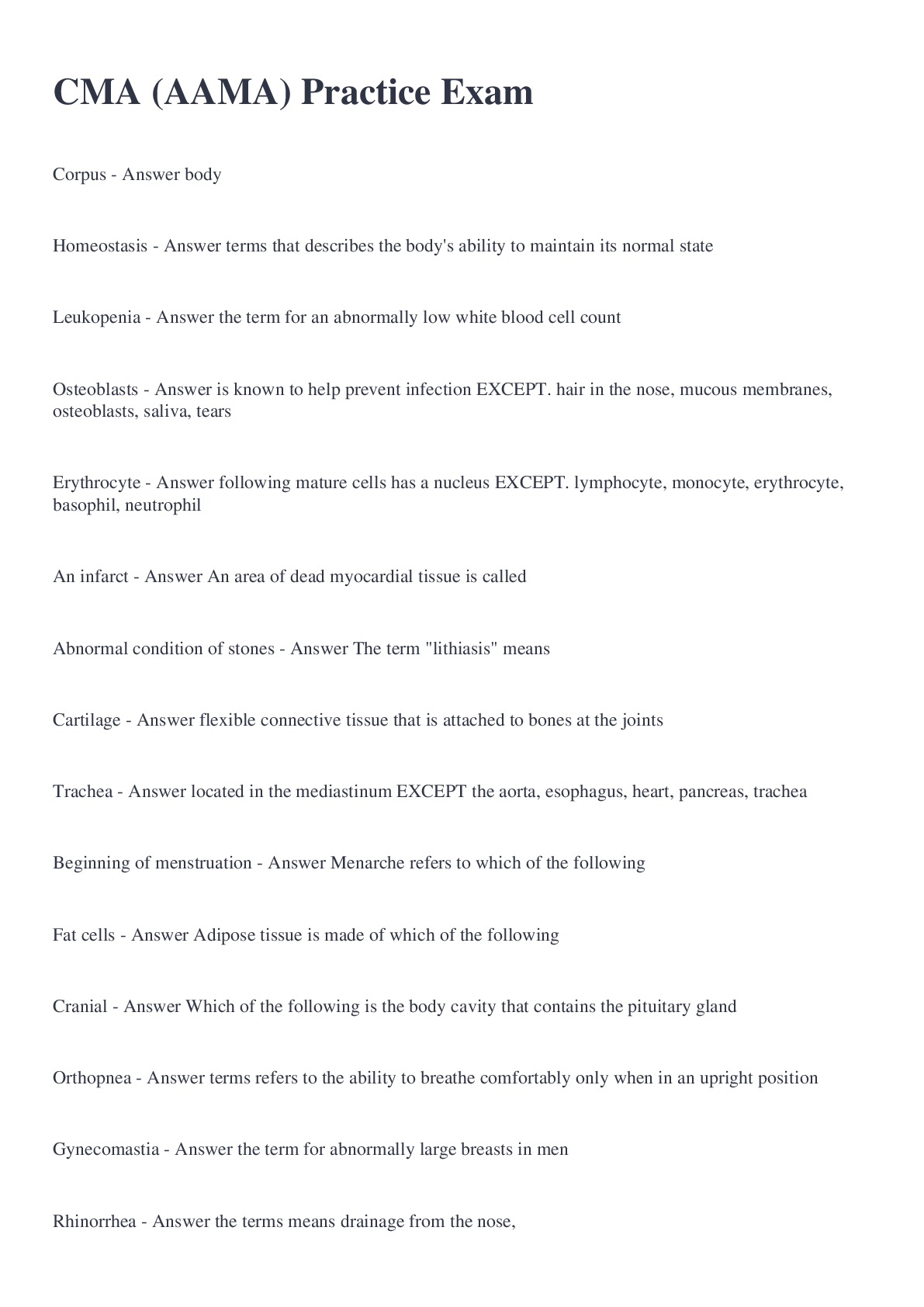 Preview image for CMA (AAMA) Practice Exam(solved 100%)