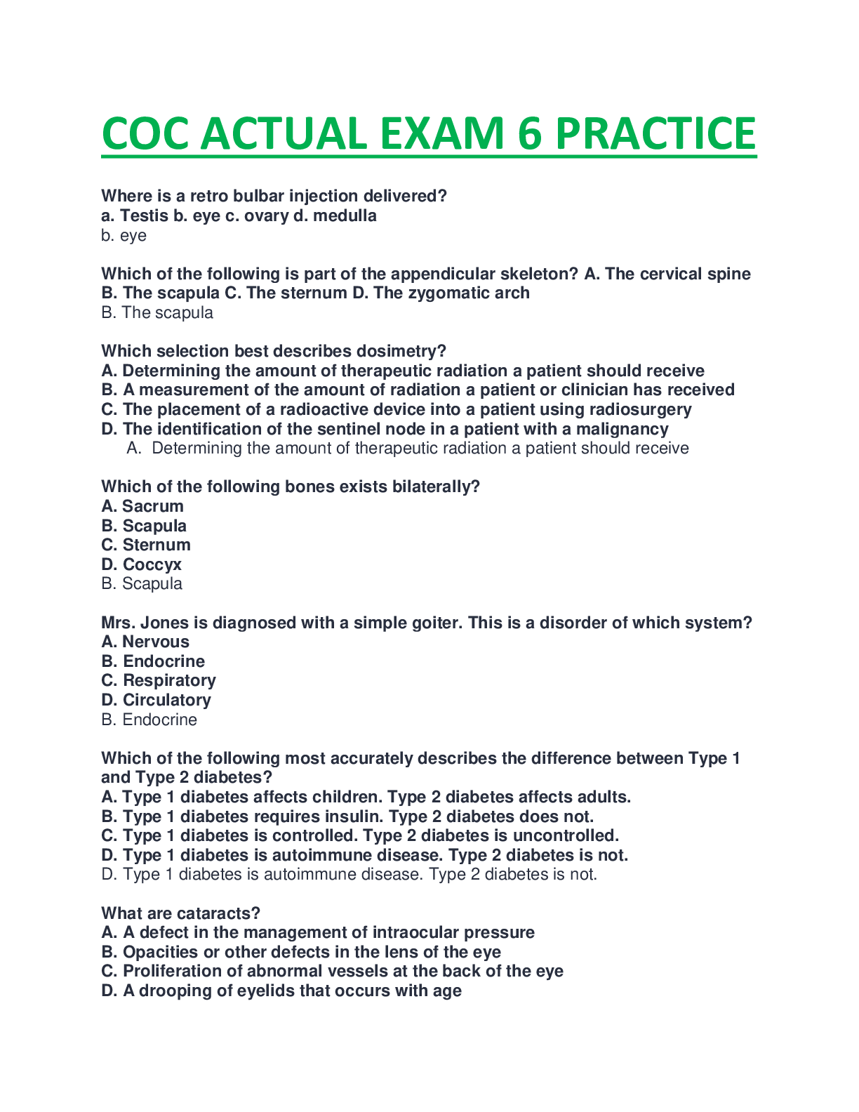 Preview image for COC ACTUAL EXAM 6 PRACTICE QUESTIONS AND ANSWERS COMPLETE GUIDE RATED A.
