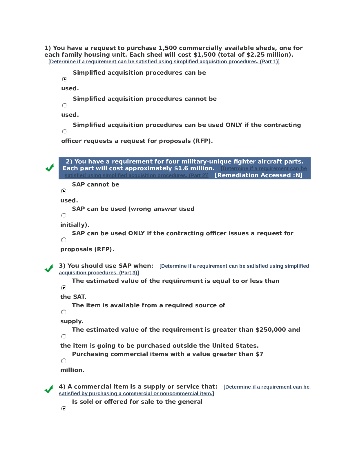 Preview of CON 237 Simplified Acquisition Procedures Exam 30 Questions With Correct Answers, COMPLETE