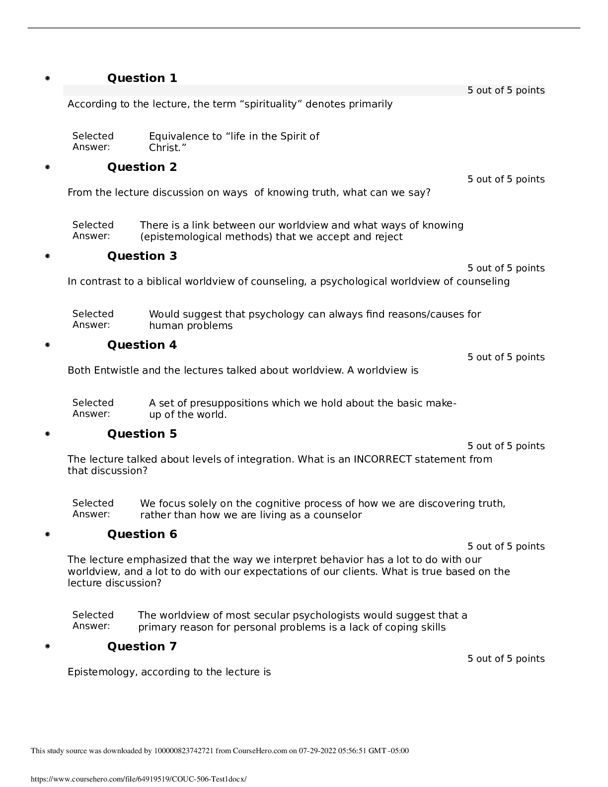 Preview image for COUC-506-Test[latest 2020/2021 details to pass exam ]