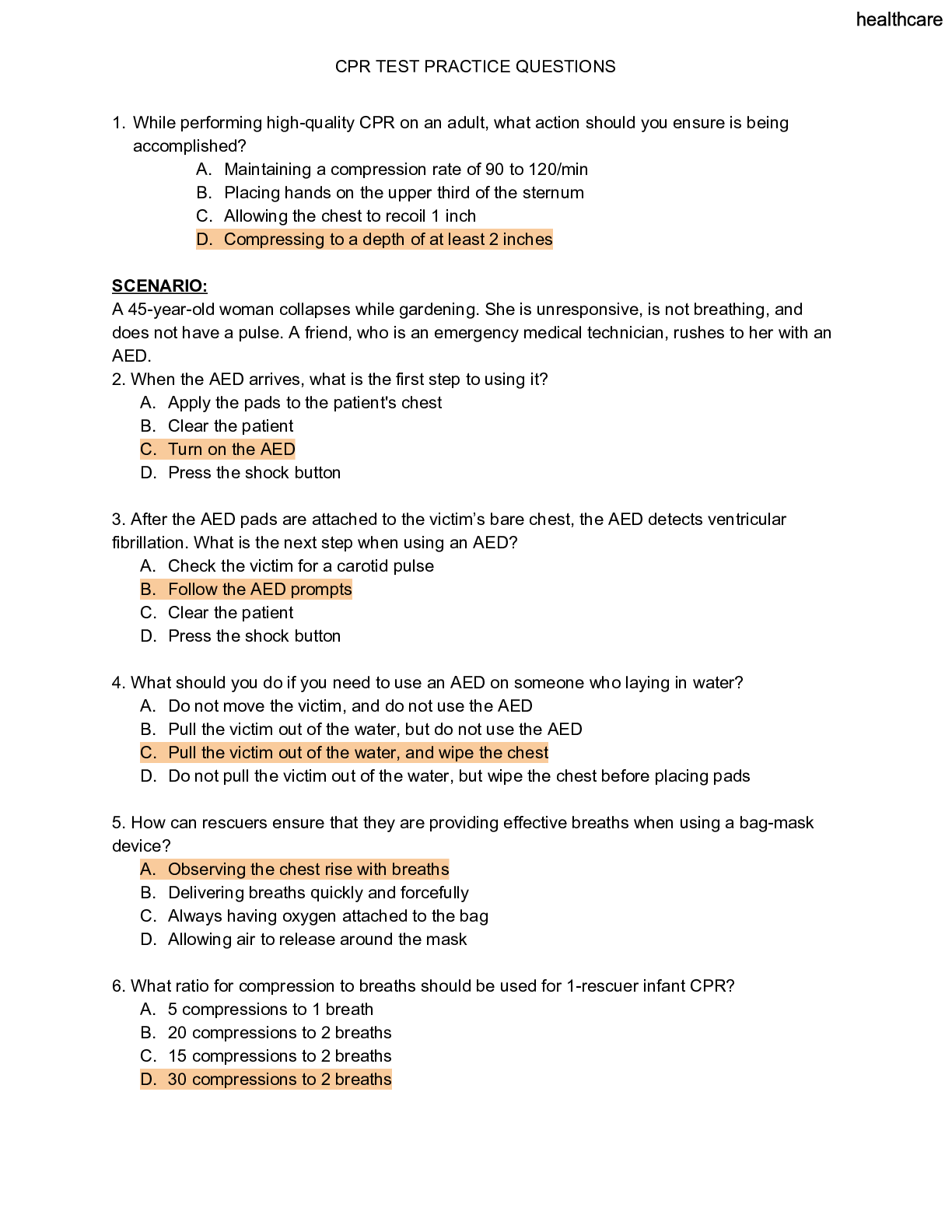 Preview image for CPR TEST PRACTICE QUESTIONS AND ANSWERS