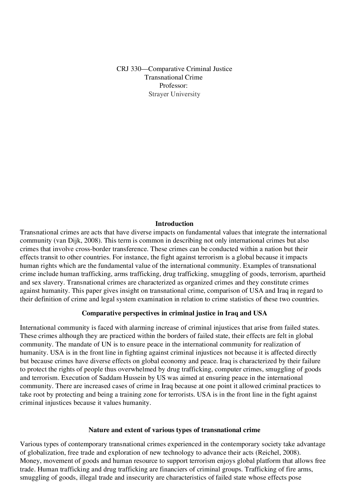 Preview image for CRJ 330 Week 3 Assignment 1 Research Paper Transnational Crime