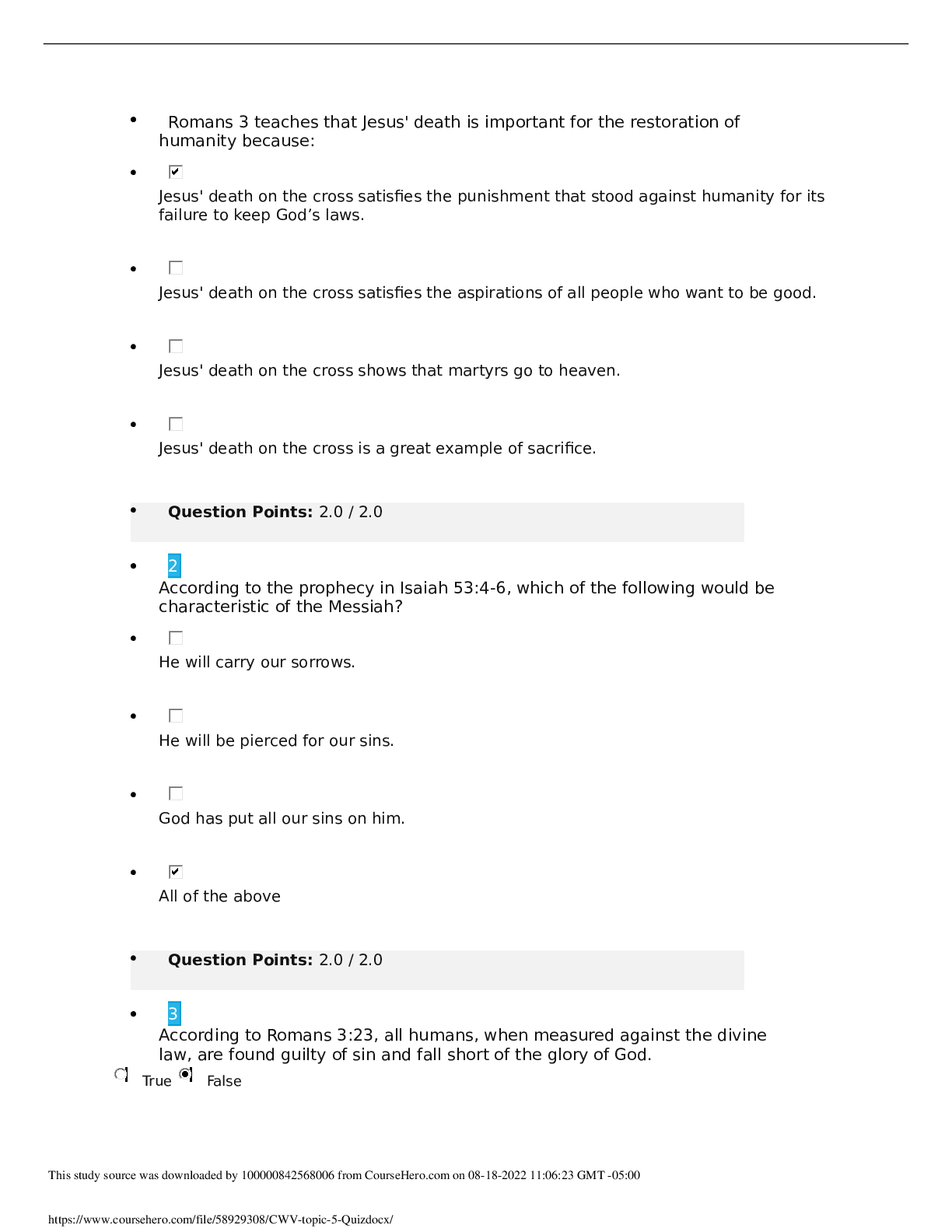 Preview image for CVW 101CWV topic 5 Quiz all answers 100% correct. very helpful for revision