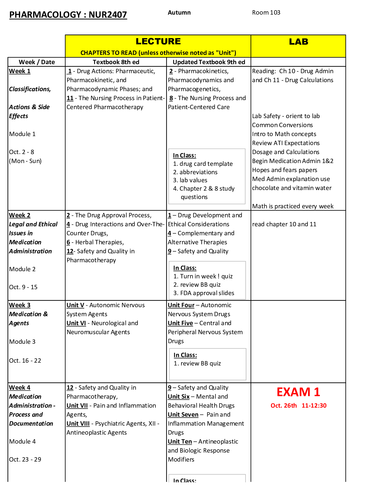 Preview image for Rasmussen College - NUR 2407 Calender for Pharm