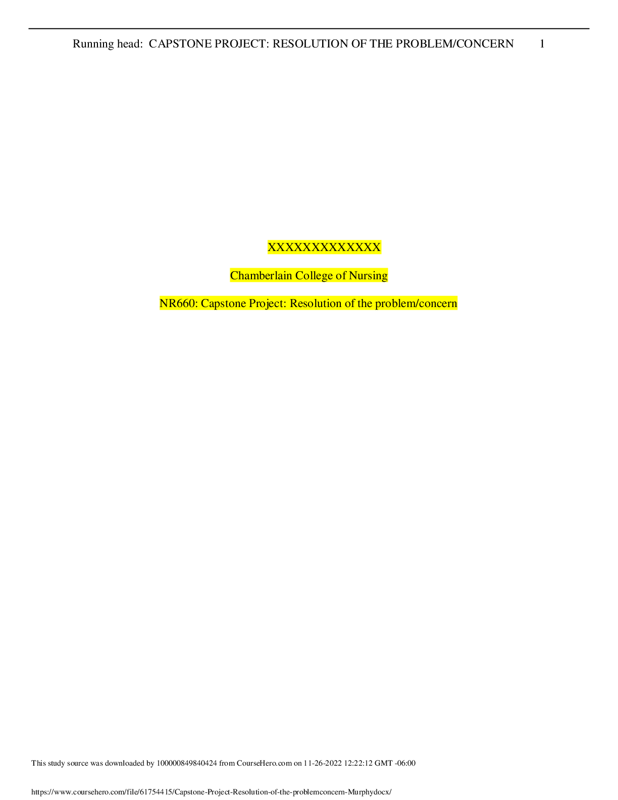 Preview image for NR 660 Capstone Week 5 Resolution of Problem/Concern LATEST UPDATE