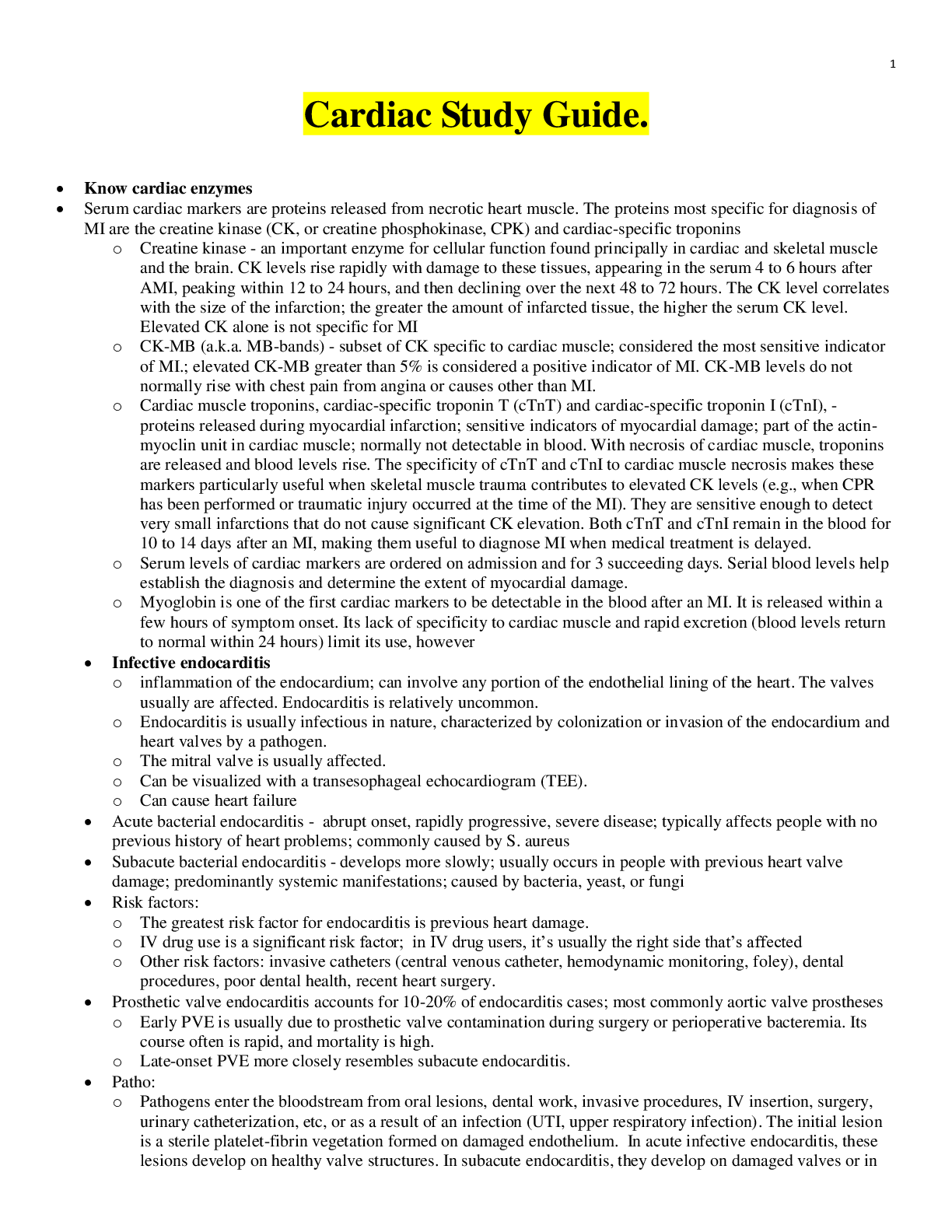 Preview image for NUR MISC - Cardiac Study Guide.