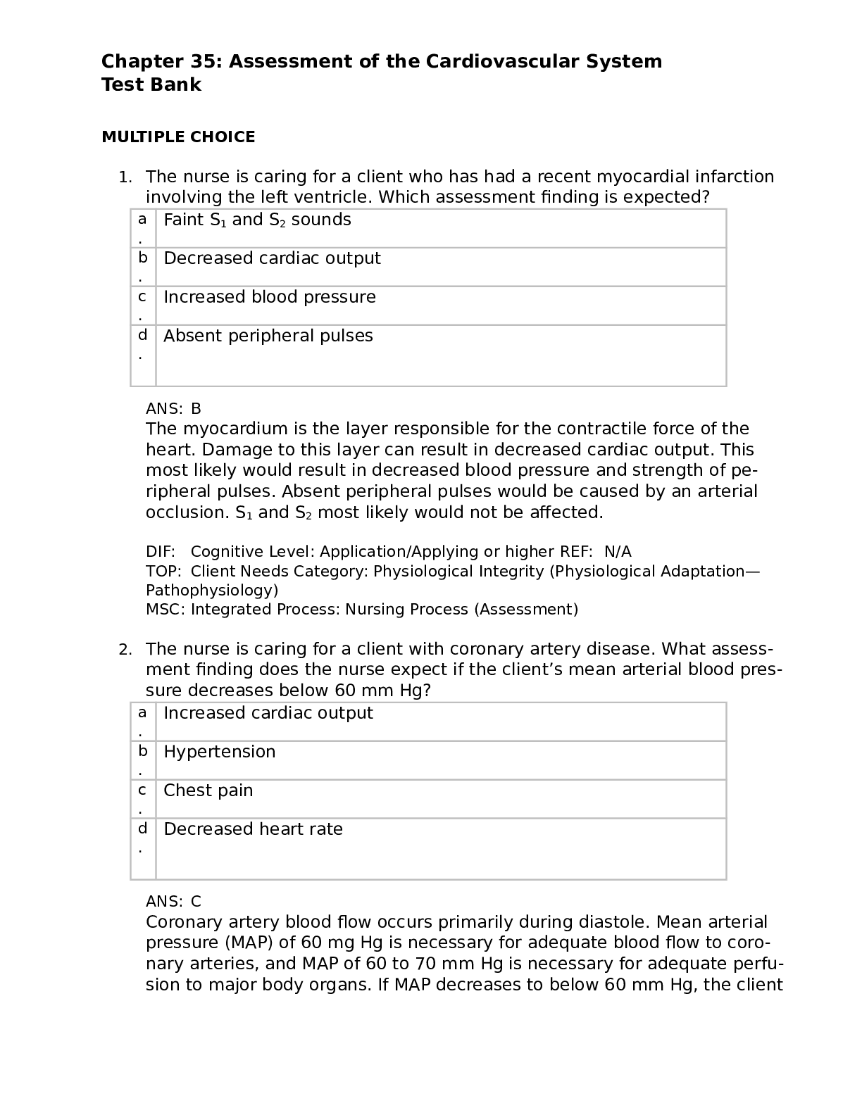 Preview image for Test Bank For Cardiovascular System