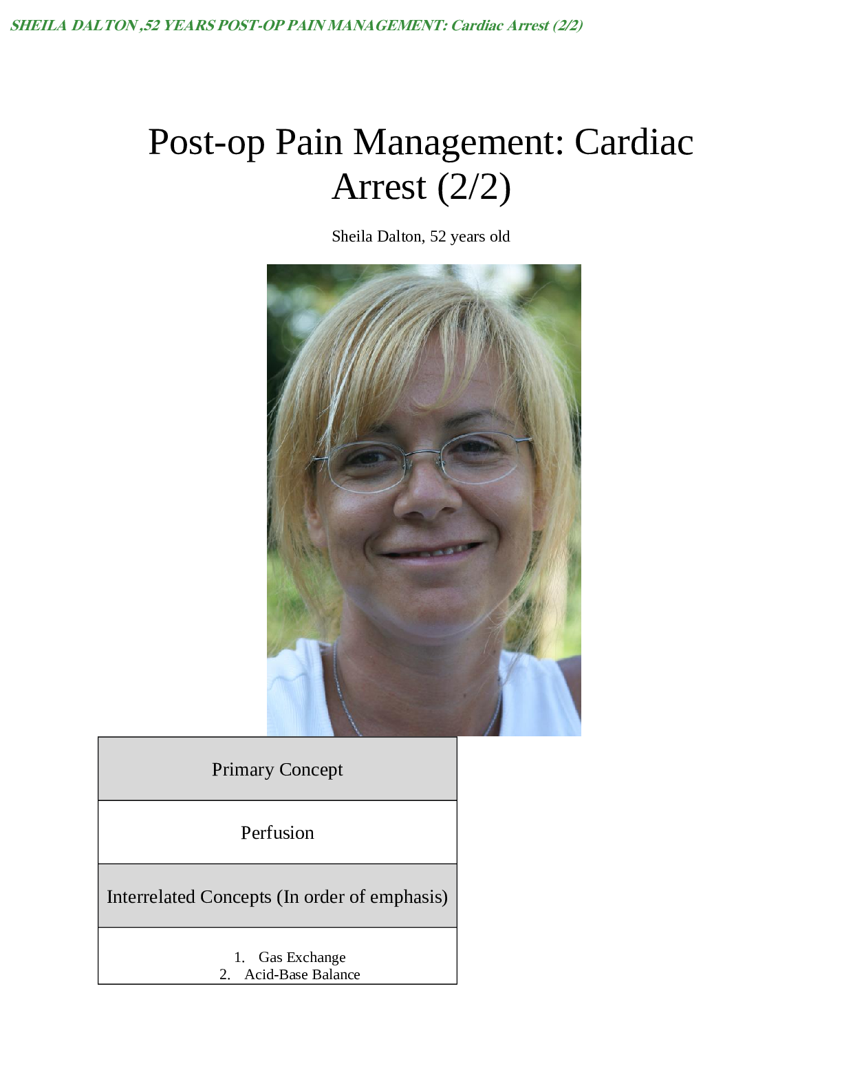 Preview image for Dalton_Final_Clinical_Surgical_Pain_Management_Unfolding_Reasoning_1 | NURSE 400 Post-op Pain Management: Cardiac Arrest (2/2) - American River College