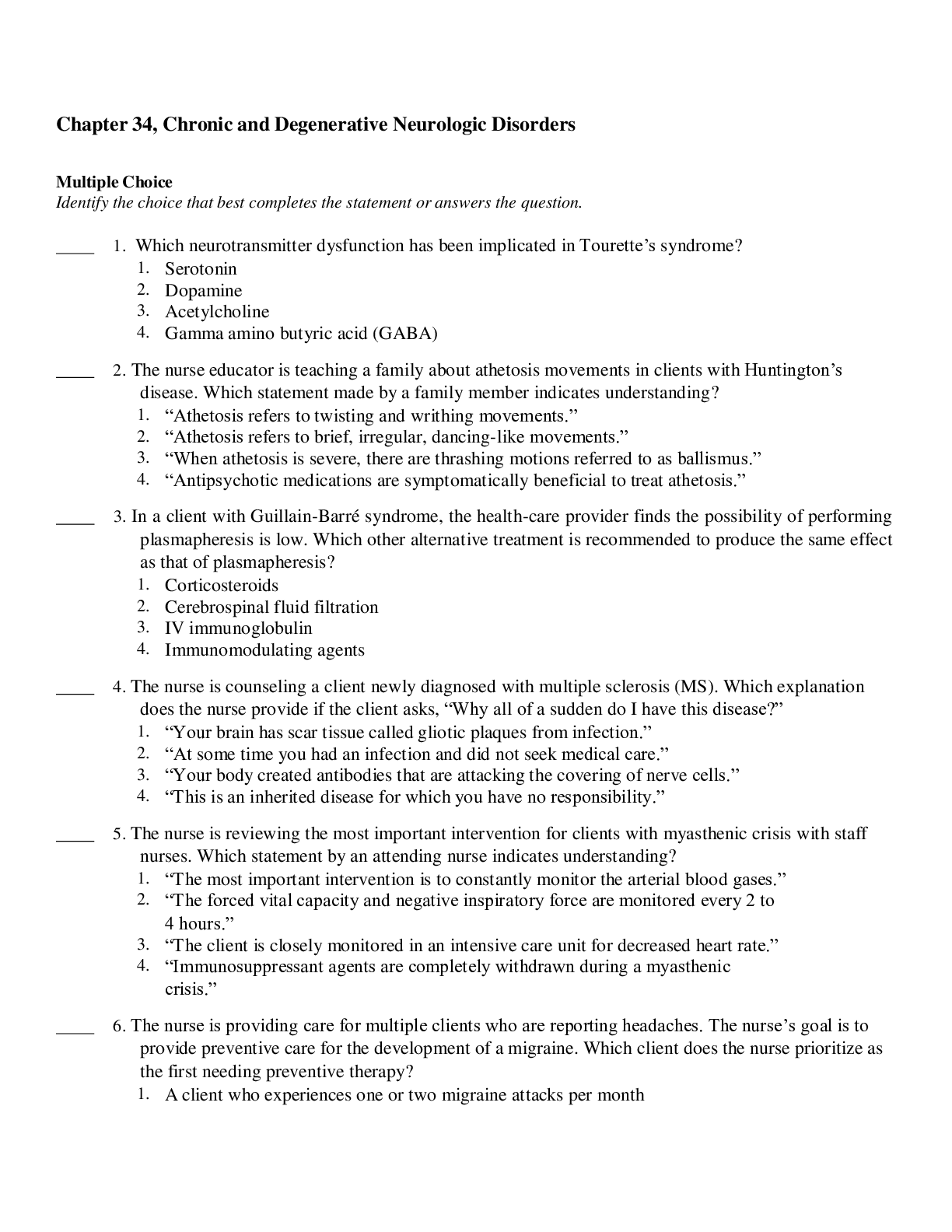 Preview image for Chapter 34, Chronic and Degenerative Neurologic Disorders