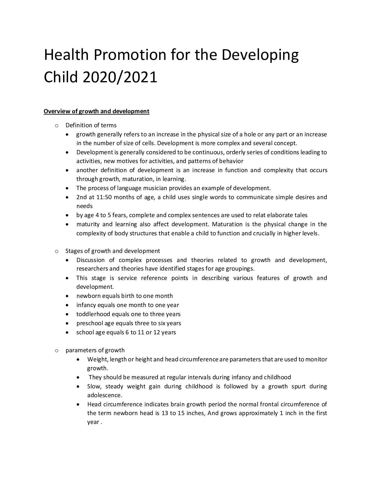 Preview image for Health Promotion for the Developing Child 2020/2021