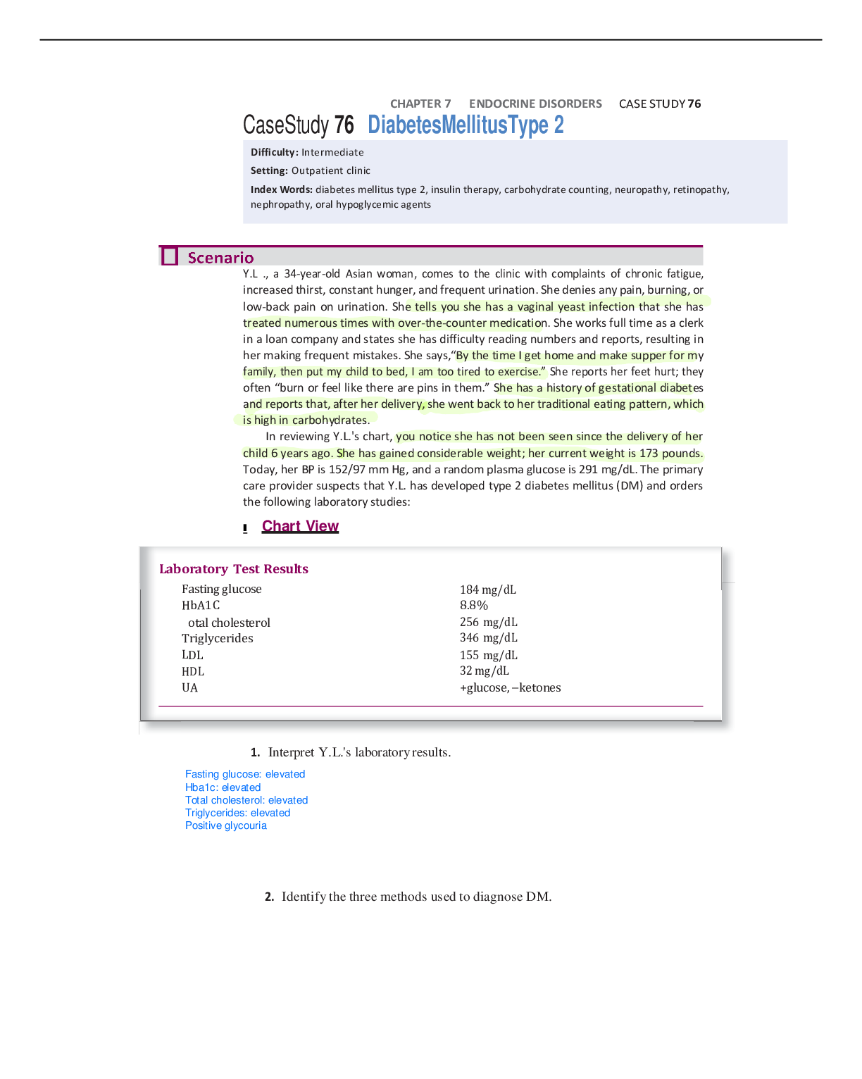 Preview of CaseStudy 76 DiabetesMellitusType 2/ Download to Score A+